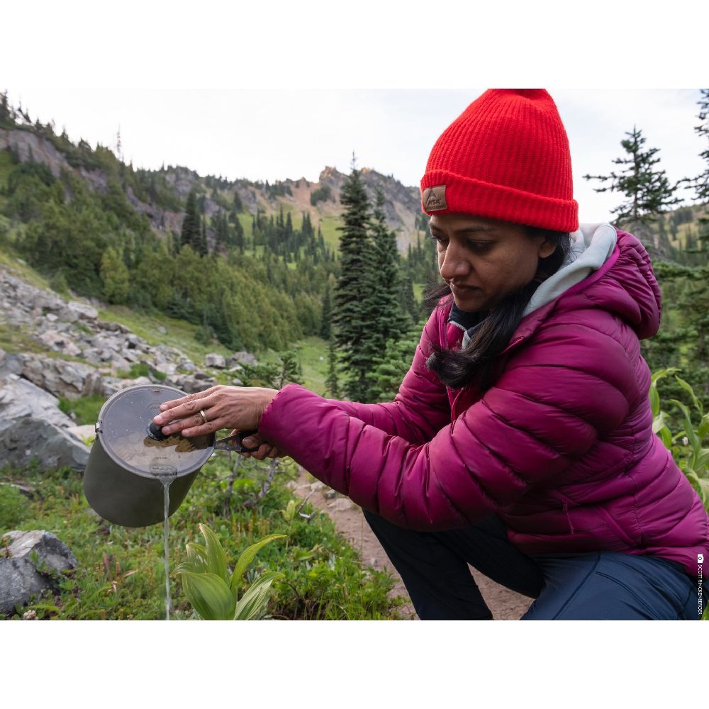 MSR Trail Lite 2L Pot being used to strain water