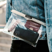 Fidlock Hermetic Dry Bag Multi petrol transparent in use with passport and phone