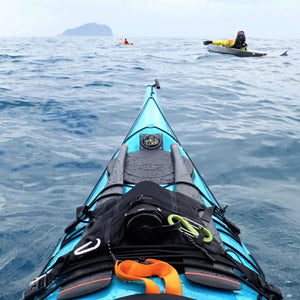 Gearlab Outdoors Kayak Ray Deck Bag in use attached to kayak