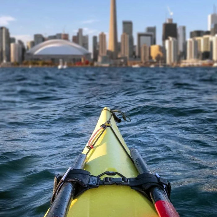 Gearlab Paddle Clutch attached to kayak on the water
