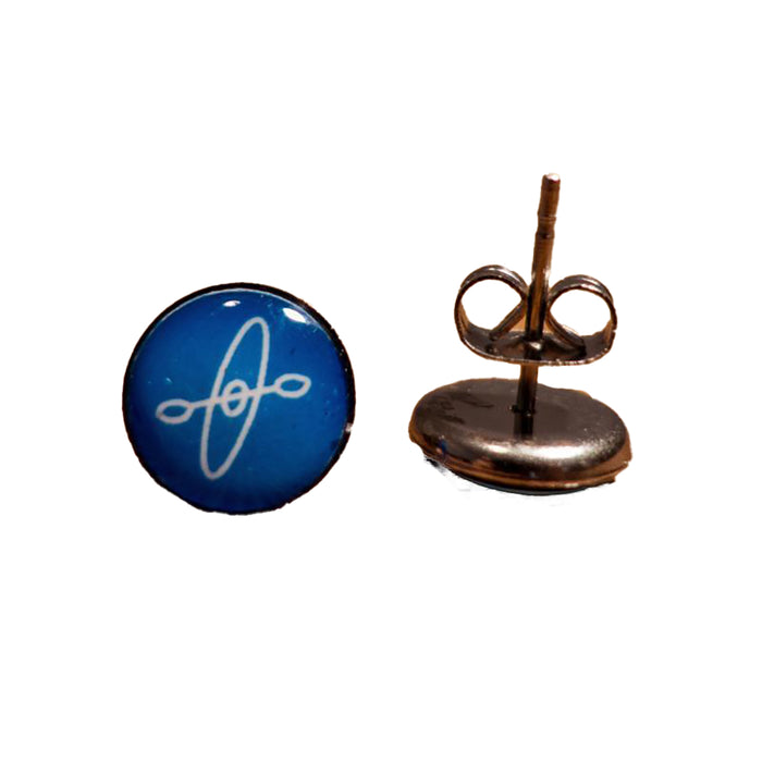 Kayaking Stud Earrings white on blue