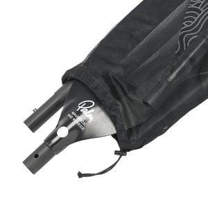 Palm Maverick Pro 4-Piece Kayak Paddle packed into mesh paddle bag