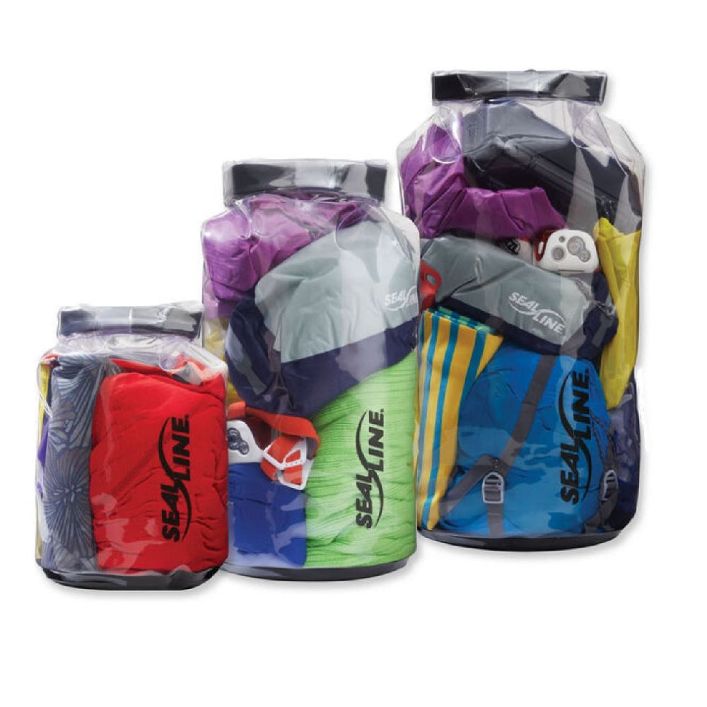 SealLine Baja View Dry Bag displaying size range